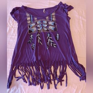 Robin K brand Fringed Tee - Size: Large (0334)